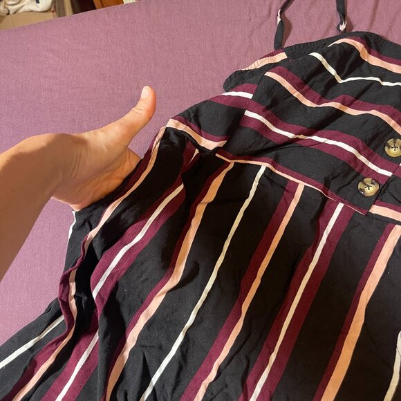 Xhilaration Striped Long Sun Dress Spaghetti Straps with Pockets - Size Medium - Picture 2 of 9